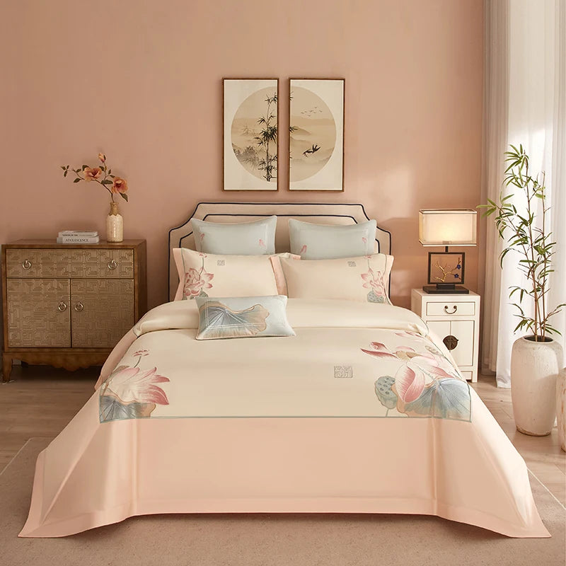 Parure de Lit EleganceLux en Coton Égyptien Brodé