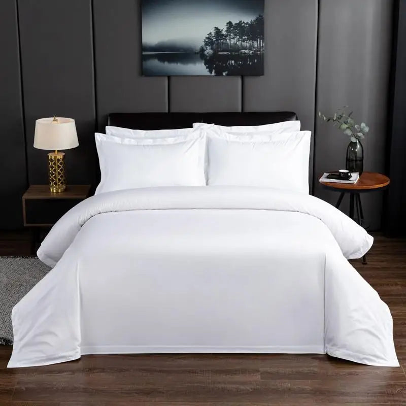 Parure de Lit Blanche Oversize en Coton Naturel Qualité Hôtelière