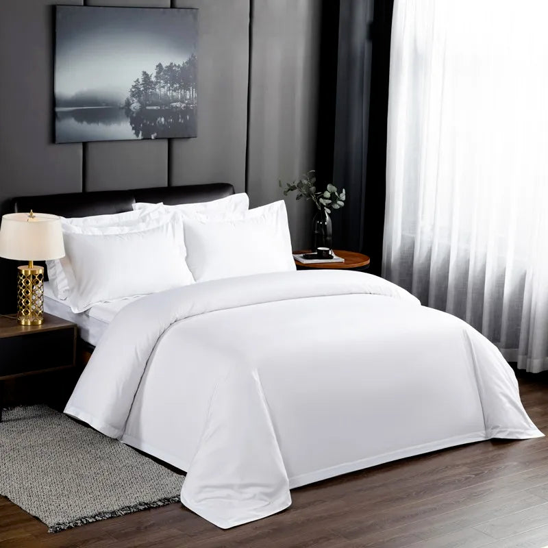 Parure de Lit Blanche Oversize en Coton Naturel Qualité Hôtelière