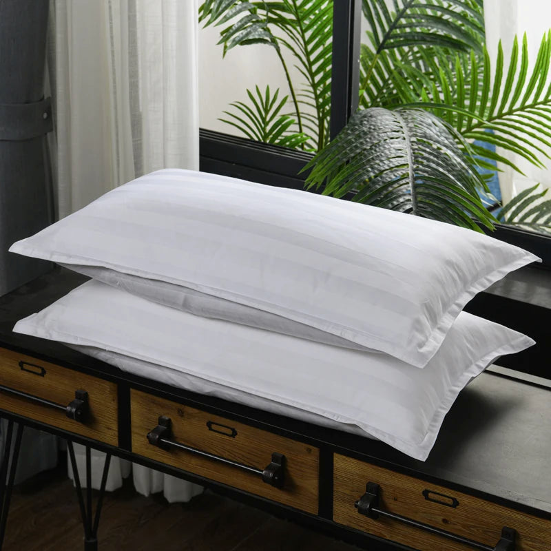Parure de Lit Blanche 600TC en Coton Naturel Collection Hôtel