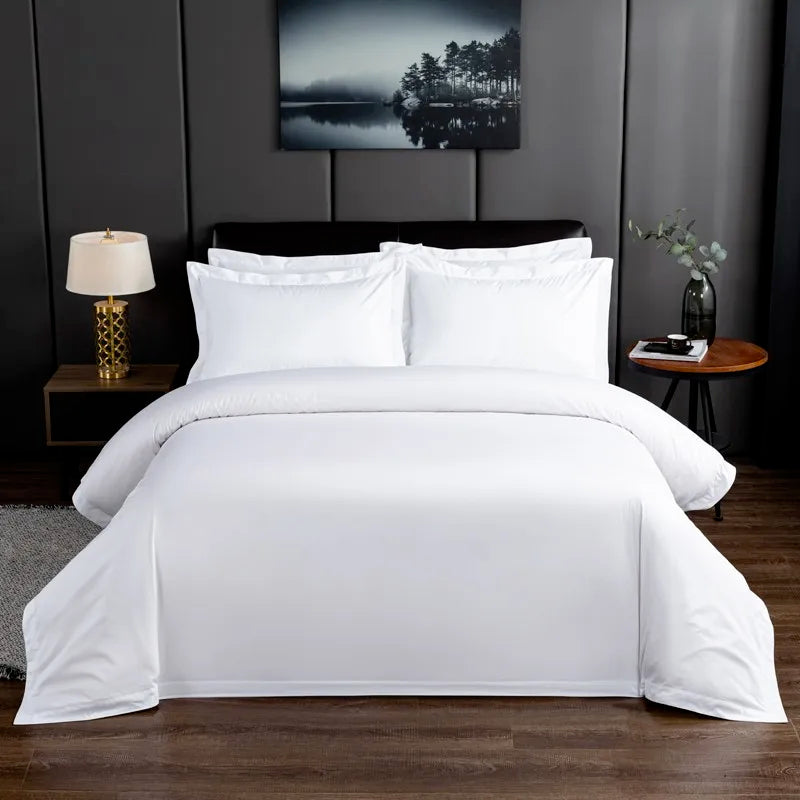 Parure de Lit Blanche Oversize en Coton Naturel Qualité Hôtelière