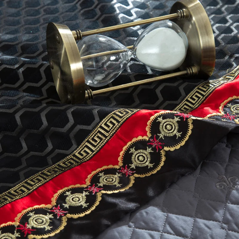 Ensemble de Literie RoyalNoir en Satin de Soie
