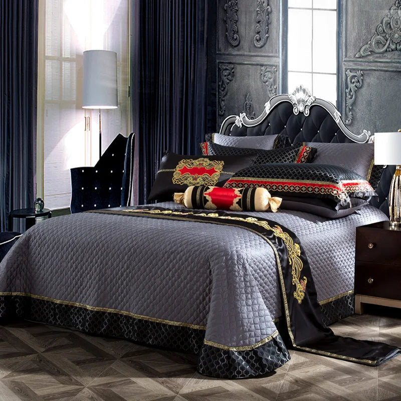 Ensemble de Literie RoyalNoir en Satin de Soie