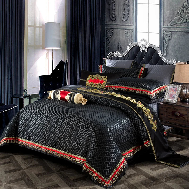 Ensemble de Literie RoyalNoir en Satin de Soie
