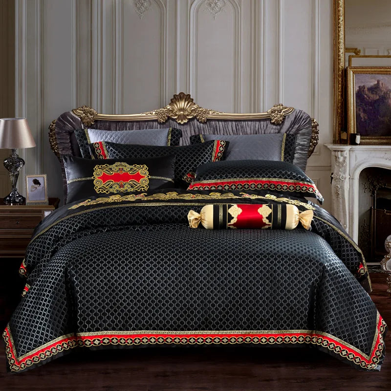 Ensemble de Literie RoyalNoir en Satin de Soie