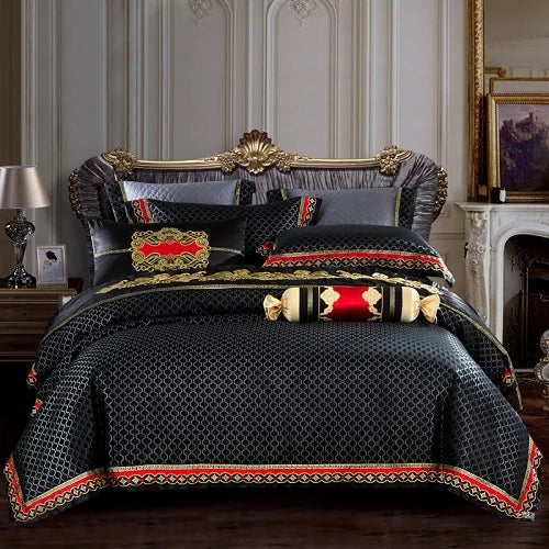 Ensemble de Literie RoyalNoir en Satin de Soie