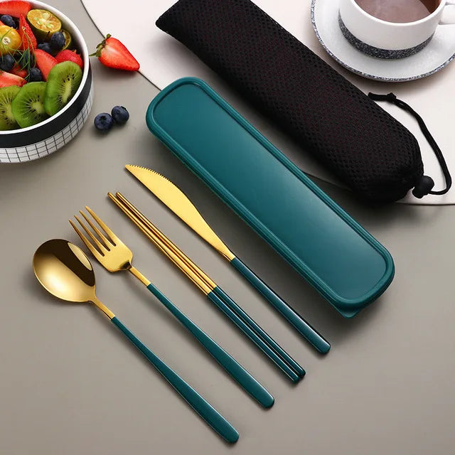 Set de Couverts Portables Inox avec Boîte
