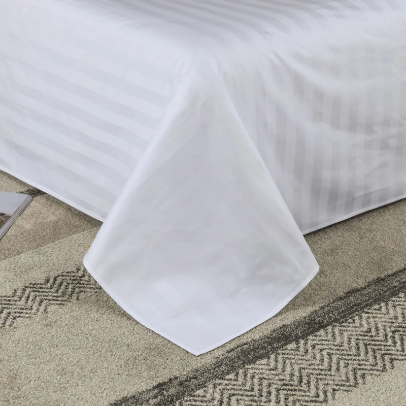 Parure de Lit Blanche 600TC en Coton Naturel Collection Hôtel
