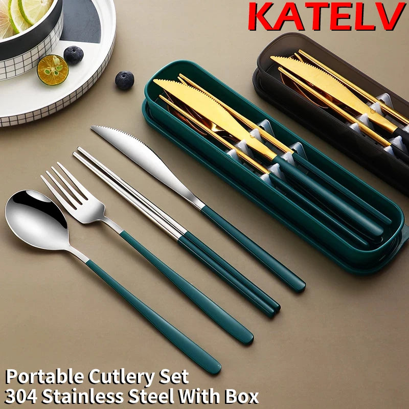Set de Couverts Portables Inox avec Boîte