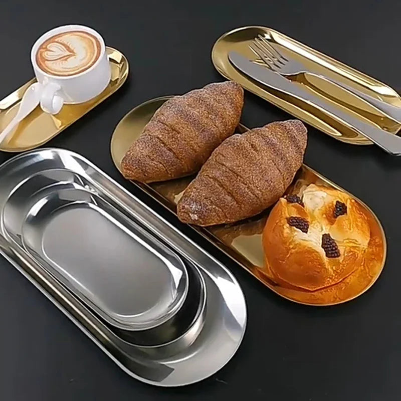 Assiette de Table Dorée en Acier Inoxydable