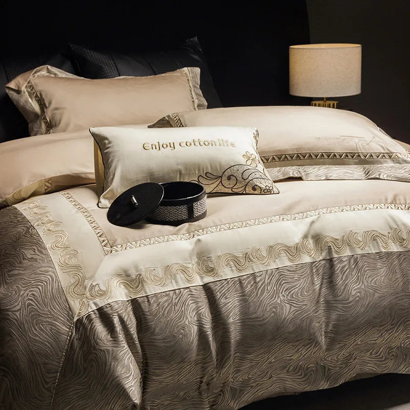 Ensemble de Literie ChampagneLuxe en Satin Coton