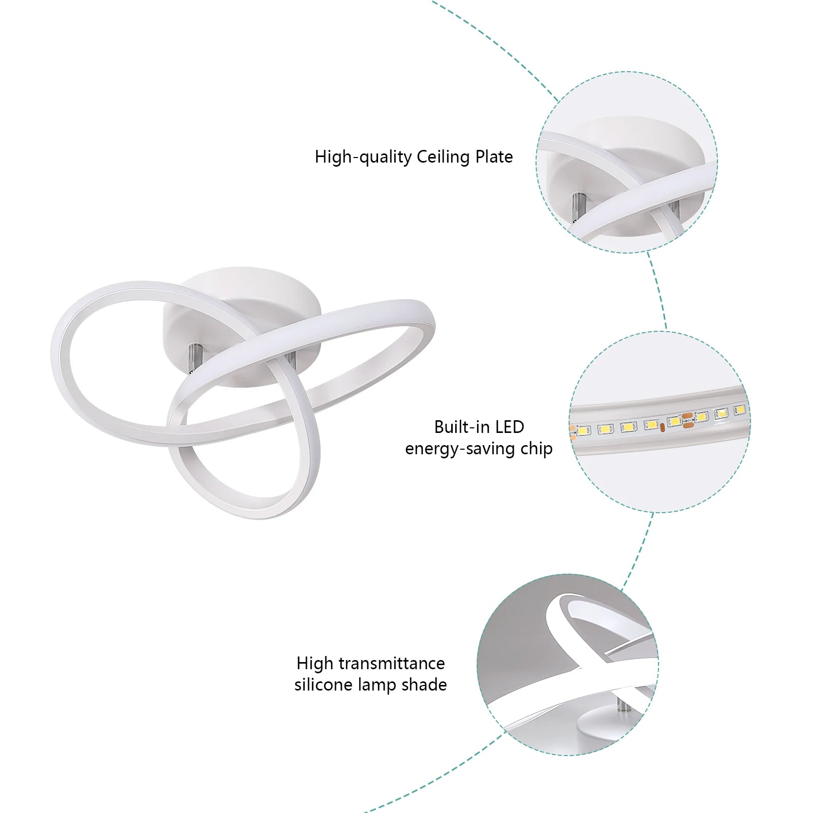 Plafonnier LED en Spirale – Lumière Blanche 22W