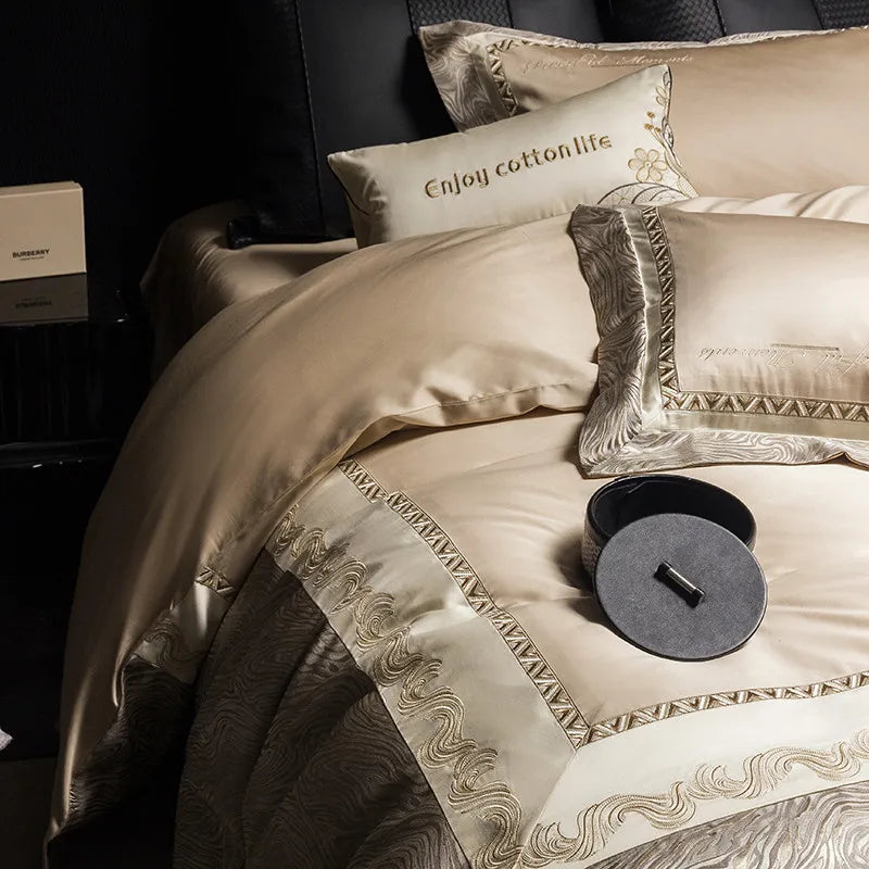 Ensemble de Literie ChampagneLuxe en Satin Coton