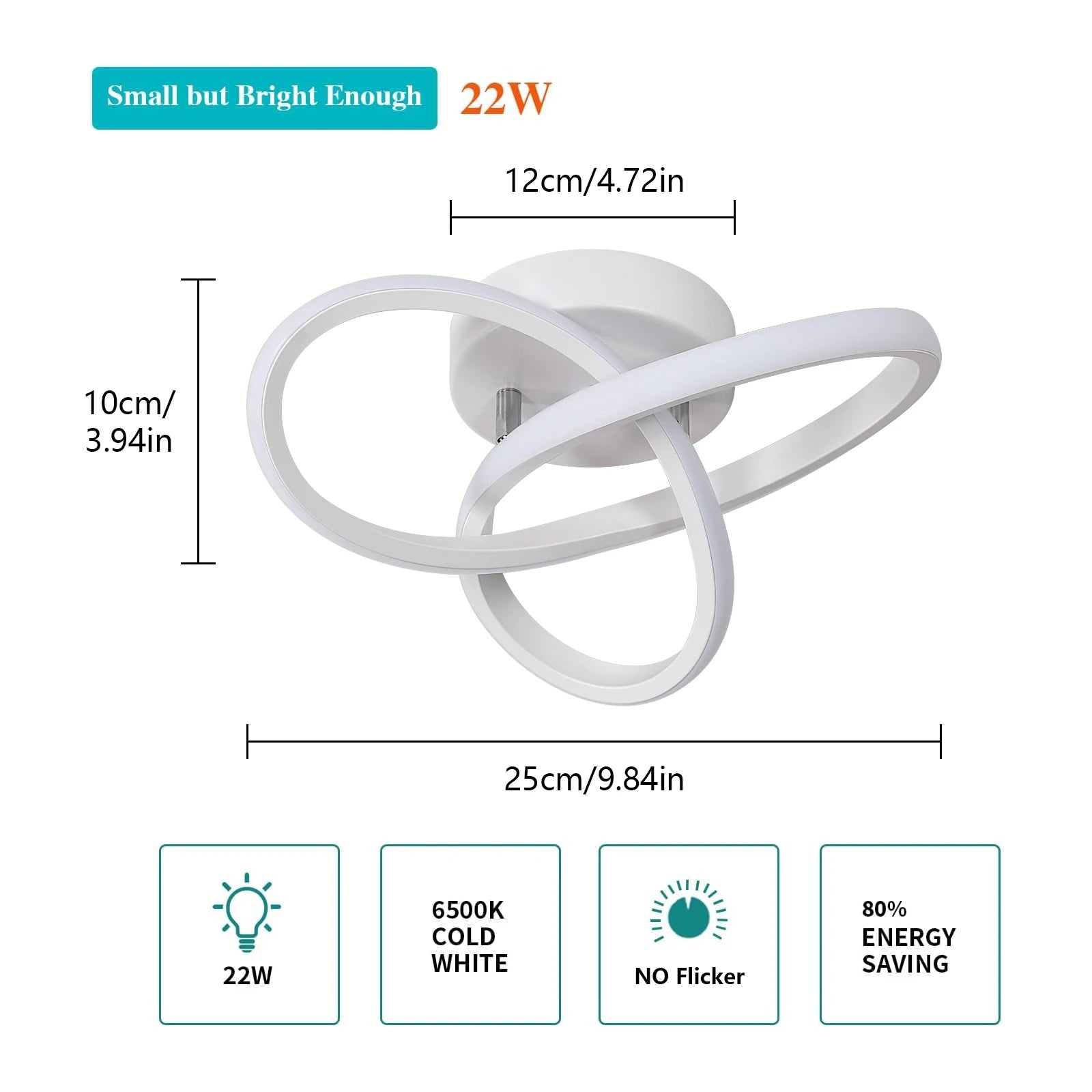 Plafonnier LED en Spirale – Lumière Blanche 22W