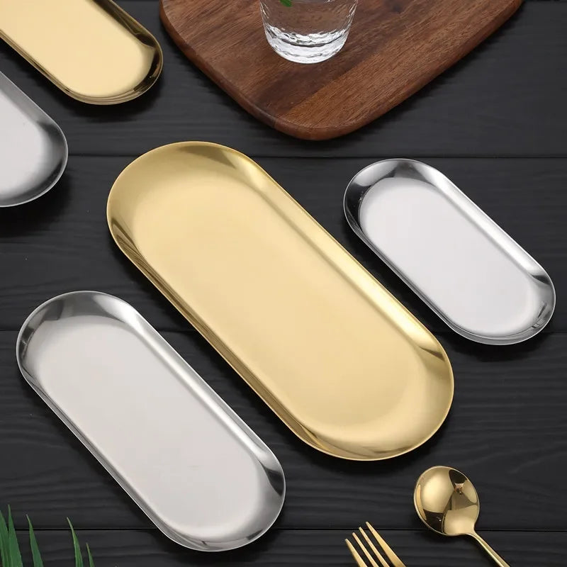 Assiette de Table Dorée en Acier Inoxydable